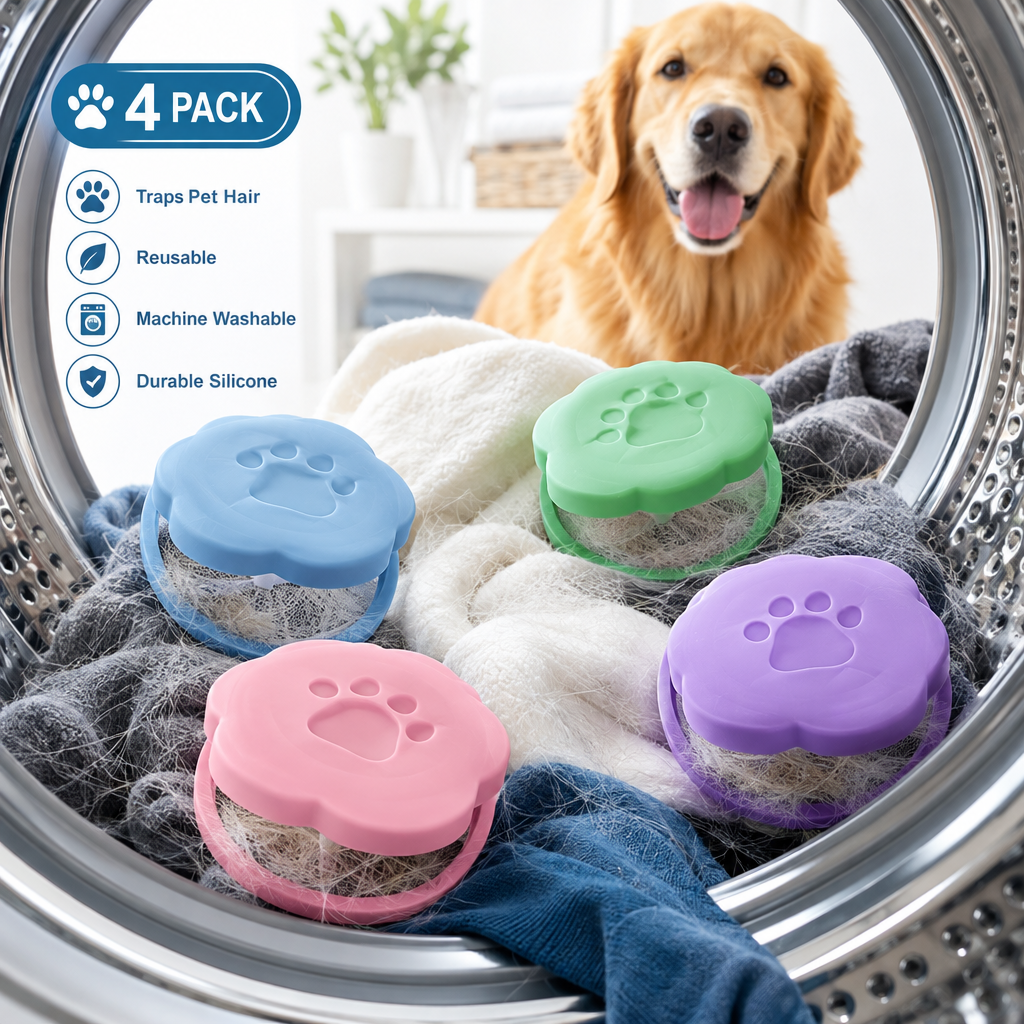 Silicone Laundry Hair Catchers 4-Pack